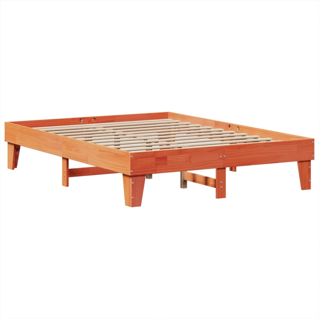vidaXL Bed met matras massief grenenhout wasbruin 140x190 cm afbeelding