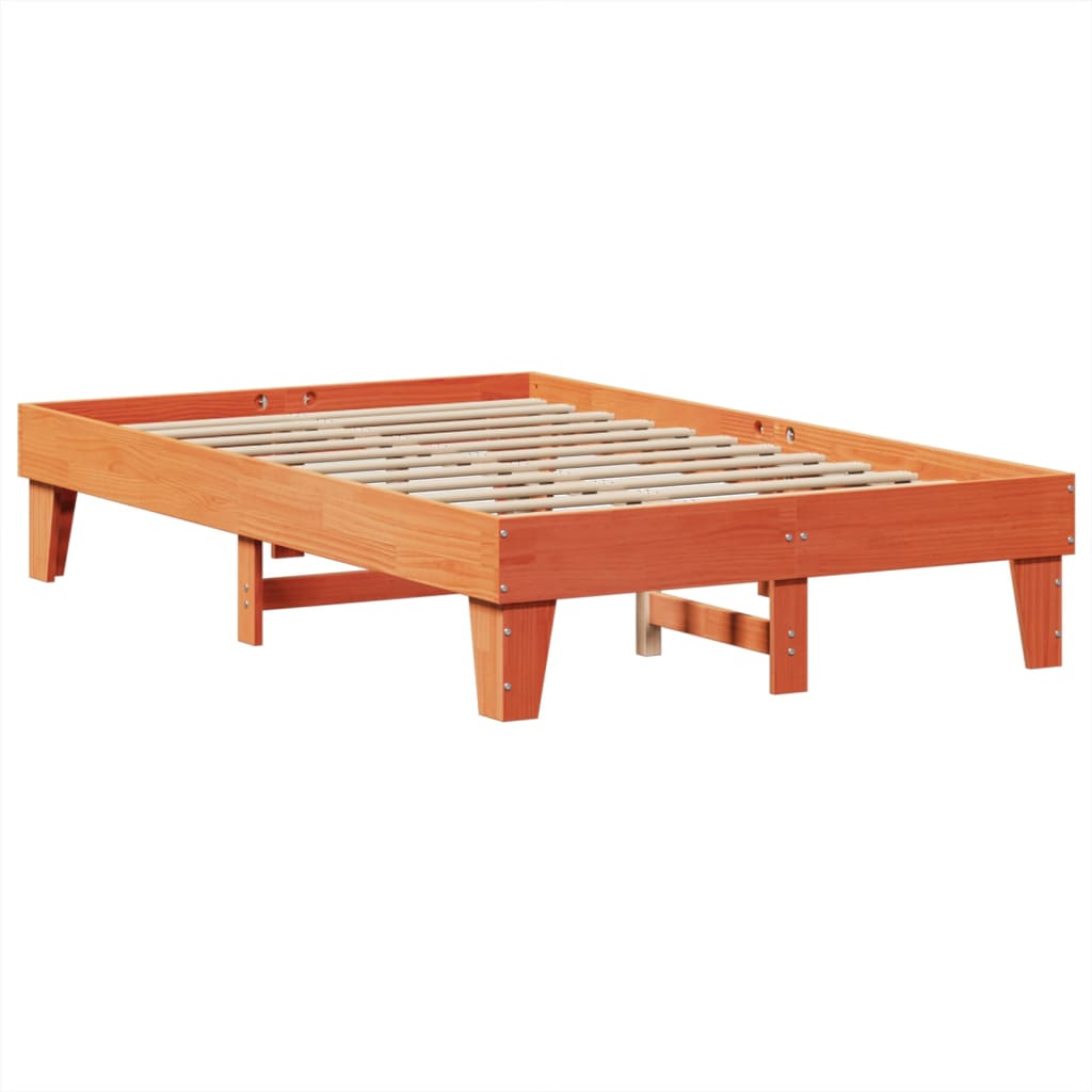 vidaXL viaszbarna tömör fenyőfa ágy matrac nélkül 120 x 190 cm