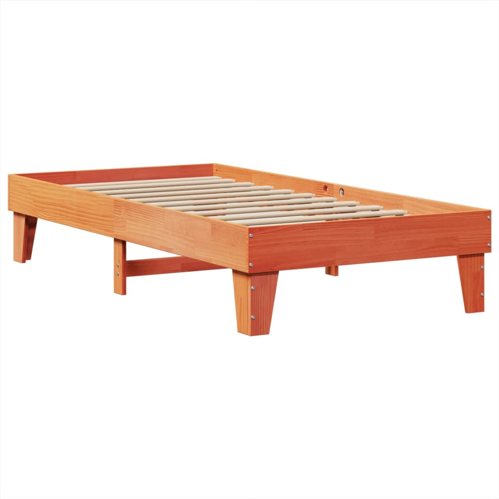 vidaXL Bedframe zonder matras massief grenenhout wasbruin 75x190 cm afbeelding