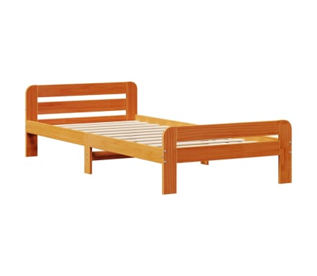 vidaXL Cadru pat fără saltea, maro ceruit, 100x200 cm, lemn masiv pin
