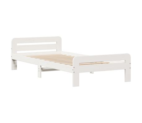 vidaXL Cadru de pat fără saltea, alb, 90x200 cm, lemn masiv pin