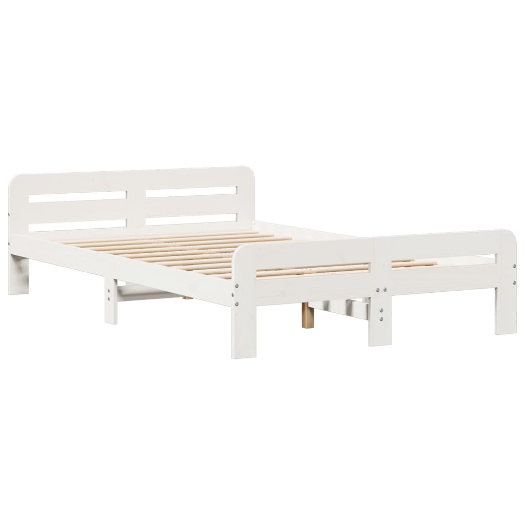 vidaXL Bedframe zonder matras massief grenenhout wit 135x190 cm afbeelding