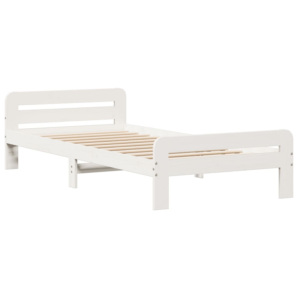 vidaXL Bedframe zonder matras massief grenenhout wit 75x190 cm afbeelding