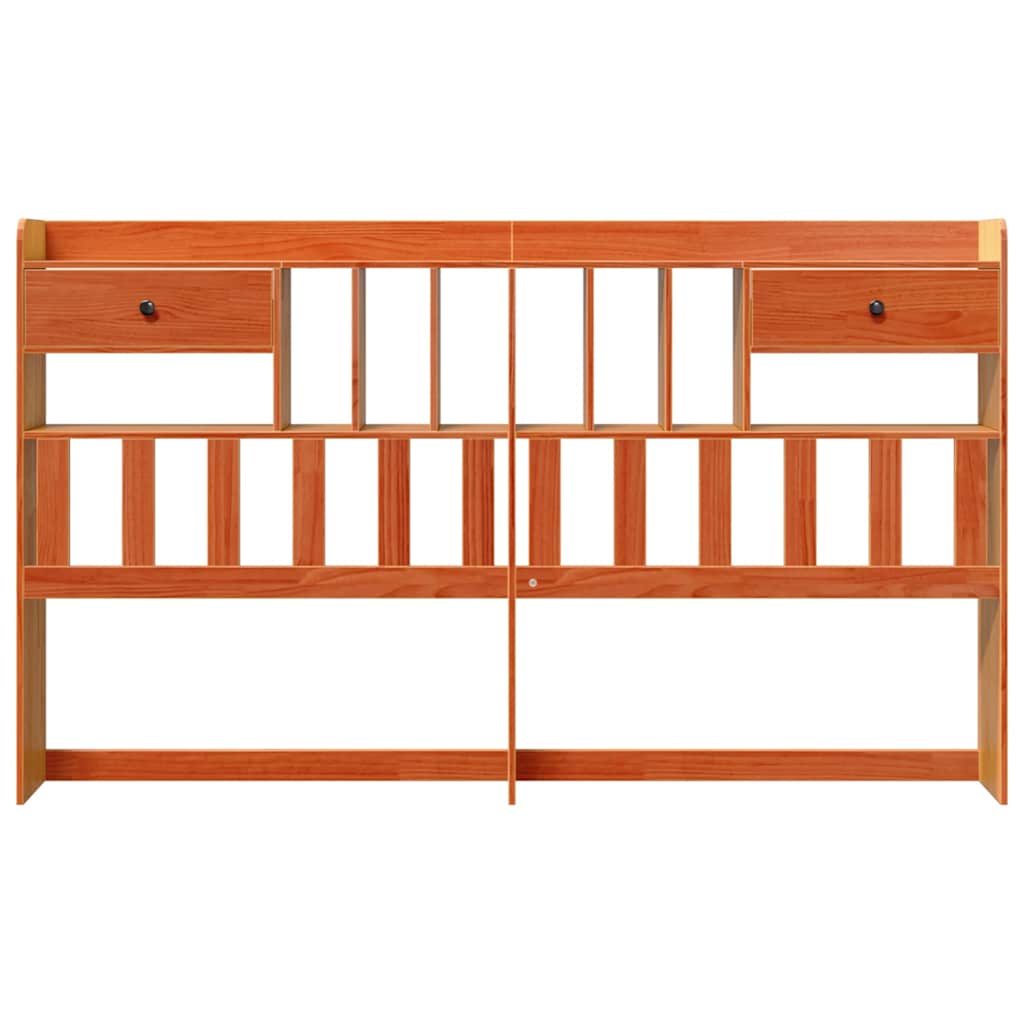 vidaXL Hoofdbord met opbergruimte 180 cm massief grenenhout wasbruin afbeelding