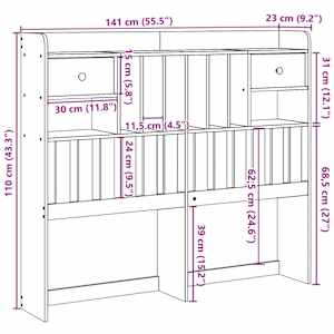Čelo postele s úložným prostorem bílé 135 cm masivní borovice - obrázek 10