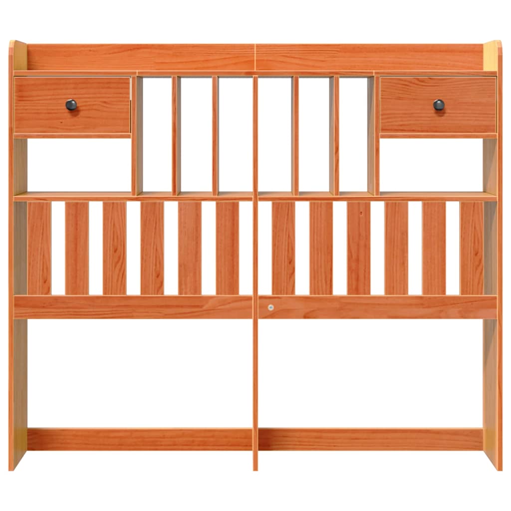 vidaXL Hoofdbord met opbergruimte 120 cm massief grenenhout wasbruin afbeelding