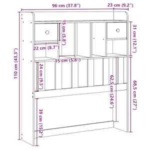 Čelo postele s úložným prostorem 90 cm masivní borovice - obrázek 10