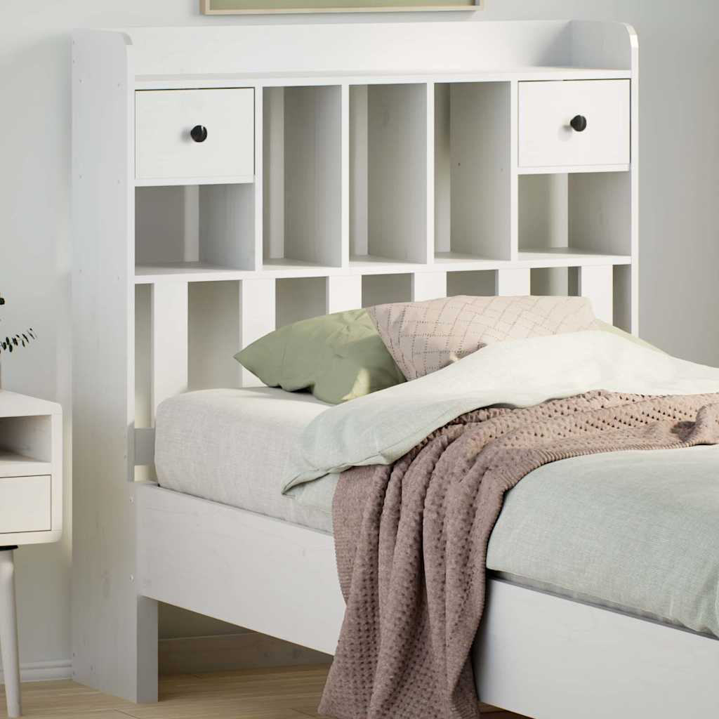 vidaXL Kopfteil mit Stauraum Weiß 75 cm Massivholz Kiefer