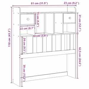Čelo postele s úložným prostorem voskově hnědé 75 cm borovice - obrázek 10