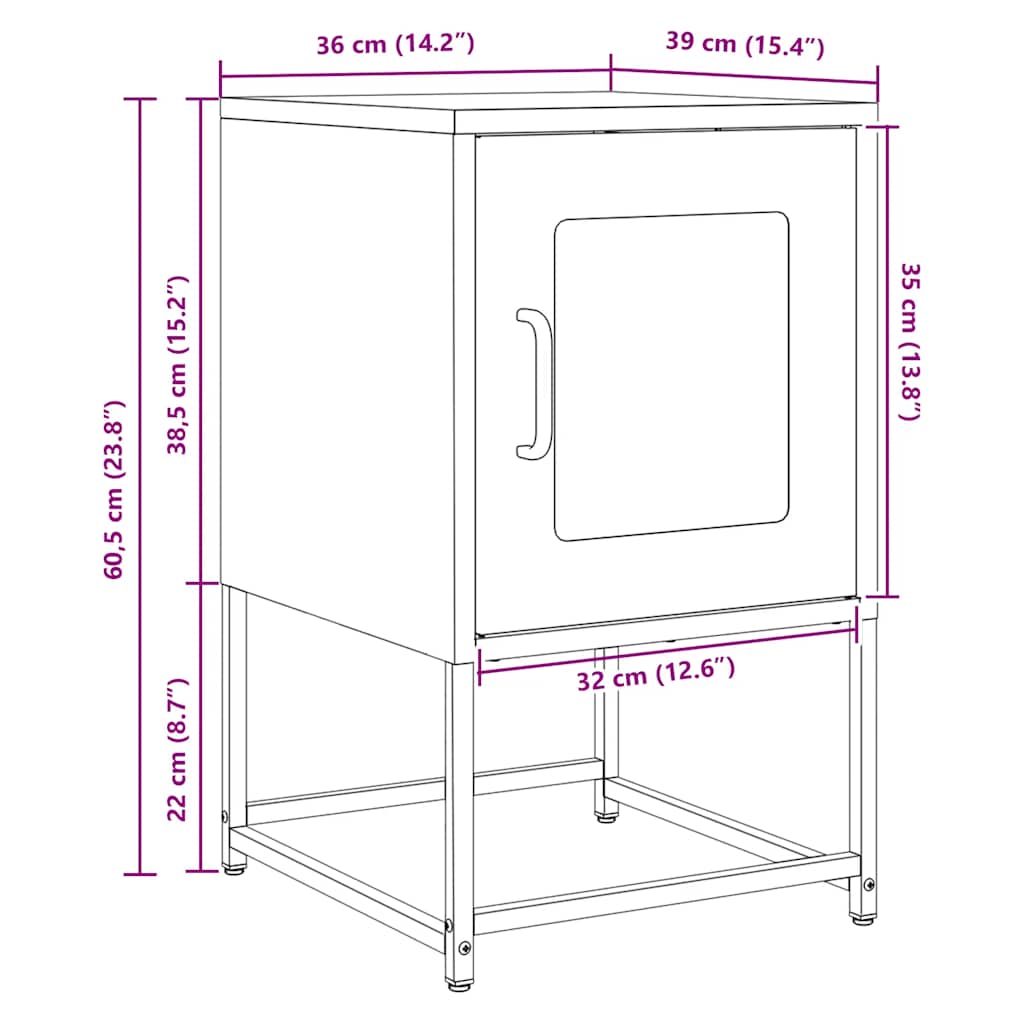Nakts skapis Sinepju dzeltens Auksti velmēts tērauds