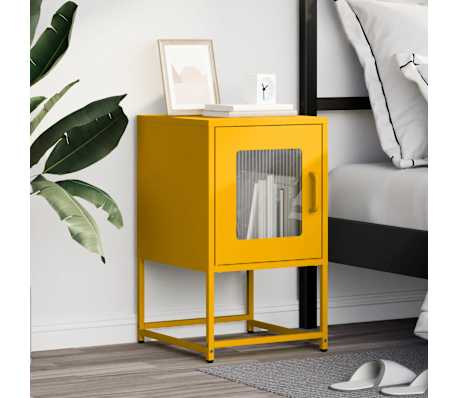 vidaXL Nachtkastje 36x39x60,5 cm koudgewalst staal mosterdgeel