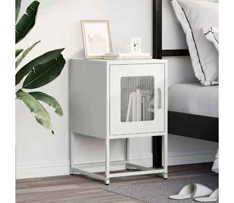 vidaXL Table de chevet blanc 36x39x60,5 cm acier lamin&eacute; &agrave; froid