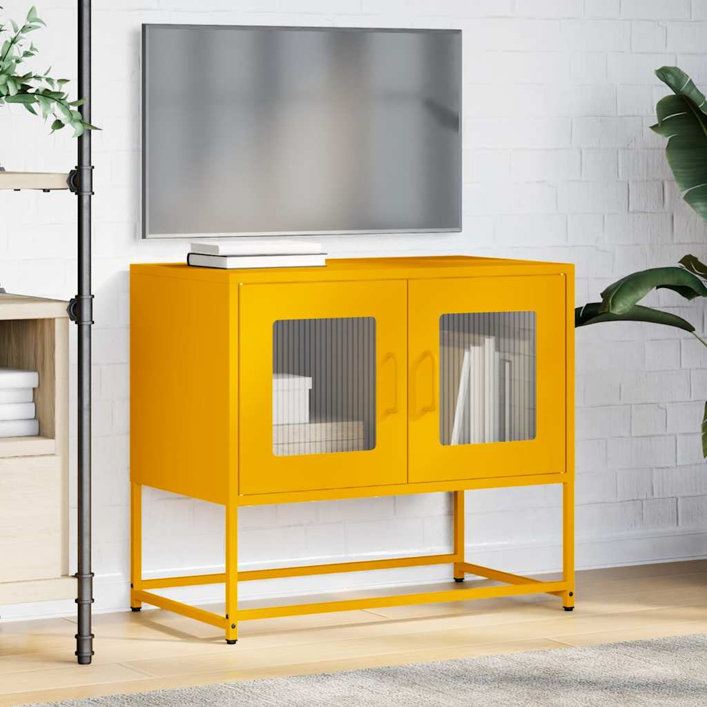 vidaXL Tv-meubel 68x39x60,5 cm koudgewalst staal mosterdgeel afbeelding