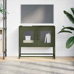 TV skříňka olivově zelená 68x39x60,5 cm ocel - obrázek 4
