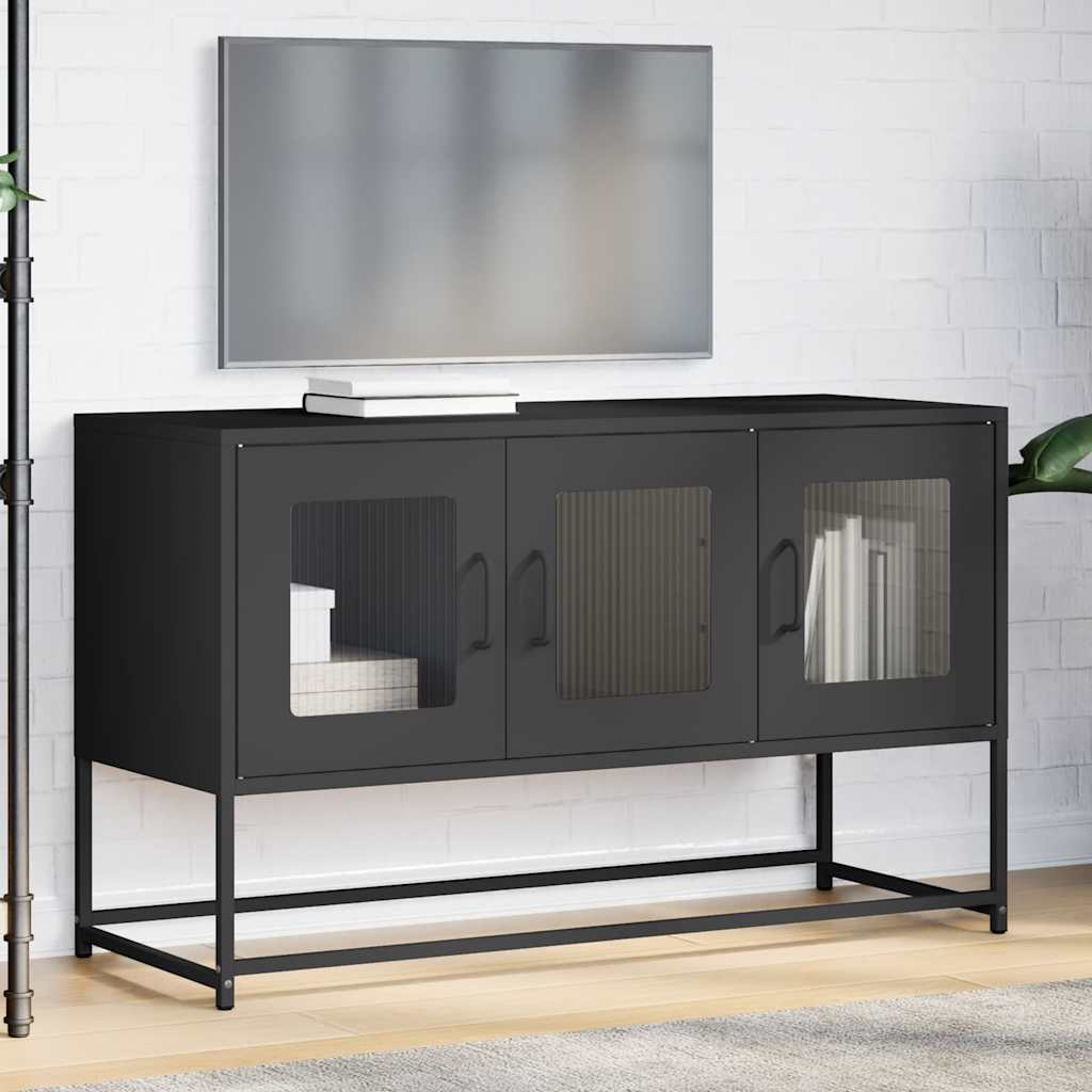 vidaXL Dulap TV, negru, 100,5x39x60,5 cm, oțel laminat la rece