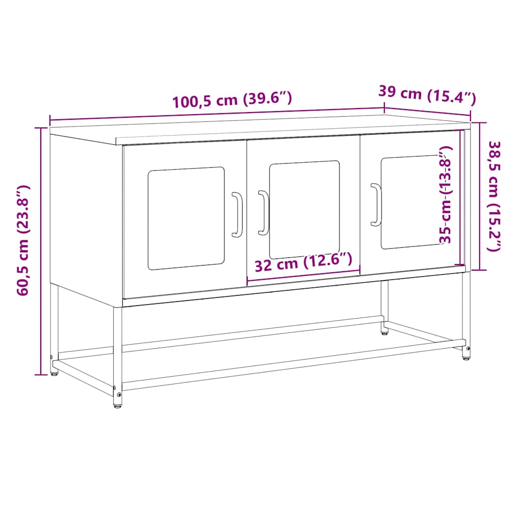 TV skříňka černá 100,5x39x60,5 cm ocel válcovaná za studena - obrázek 14