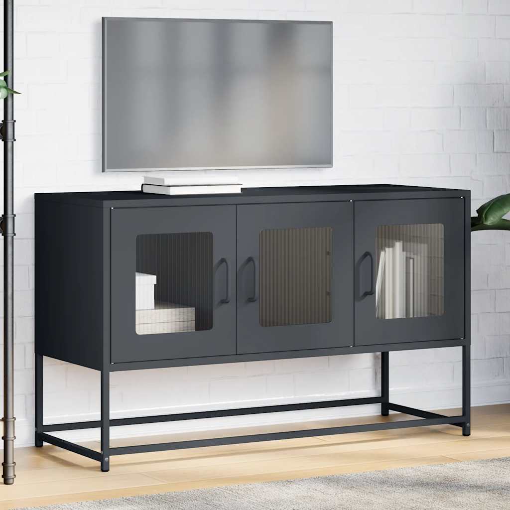 vidaXL Tv-meubel 100,5x39x60,5 cm koudgewalst staal antracietkleurig afbeelding