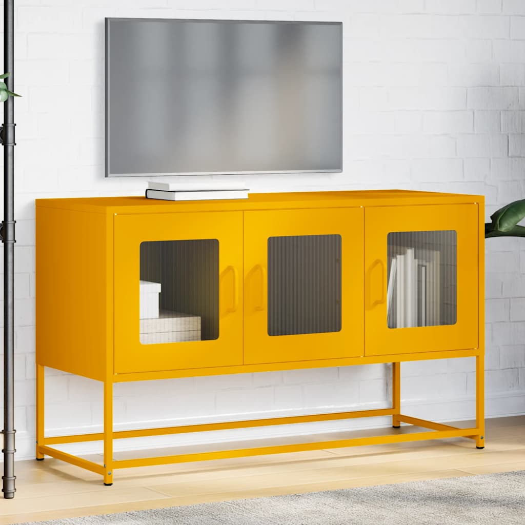 vidaXL Dulap TV, galben muștar, 100,5x39x60,5 cm, oțel laminat la rece