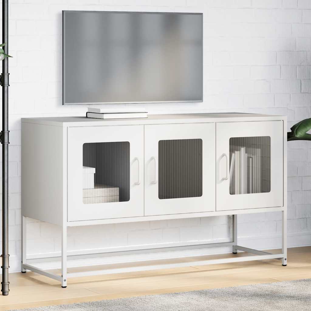 vidaXL fehér hidegen hengerelt acél TV-szekrény 100,5x39x60,5 cm