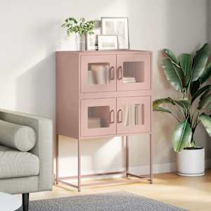 Skříň highboard růžová 68x39x107 cm ocel - obrázek 3