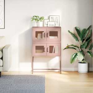 Skříň highboard růžová 68x39x107 cm ocel - obrázek 4