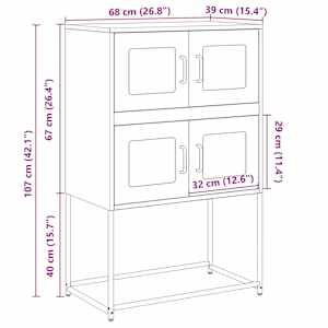 Skříň highboard antracitová 68x39x107 cm ocel - obrázek 13