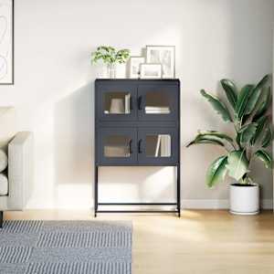 Skříň highboard antracitová 68x39x107 cm ocel - obrázek 4