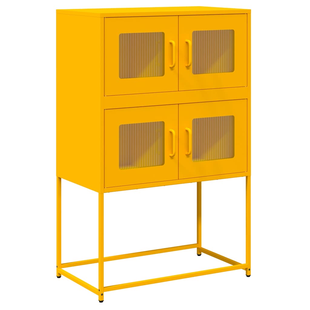 vidaXL Highboard horčicová žltá 68x39x107 cm Oceľ