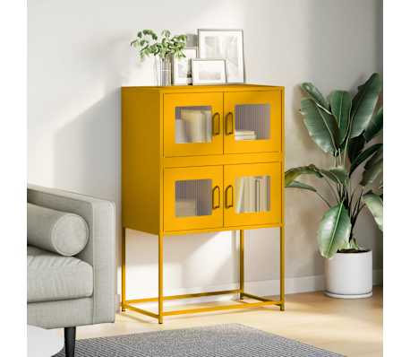 vidaXL Hoge kast 68x39x107 cm staal mosterdgeel