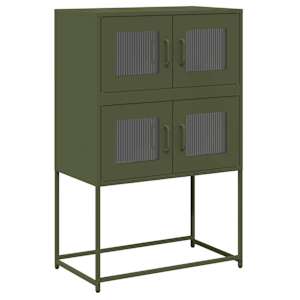 Skříň highboard olivově zelená 68x39x107 cm ocel - obrázek 2