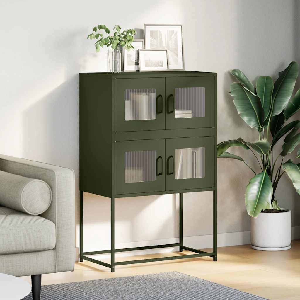 vidaXL Hoge kast 68x39x107 cm staal olijfgroen afbeelding