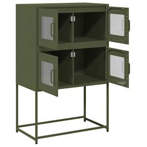 Skříň highboard olivově zelená 68x39x107 cm ocel - obrázek 6