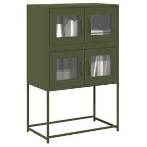 Skříň highboard olivově zelená 68x39x107 cm ocel - obrázek 1