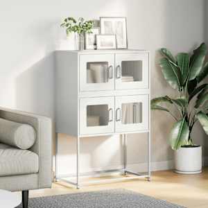 Skříň highboard bílá 68x39x107 cm ocel - obrázek 3