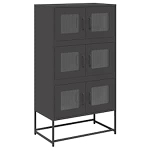 Skříň highboard černá 68x39x123 cm ocel - obrázek 2