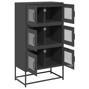 Skříň highboard černá 68x39x123 cm ocel - obrázek 6