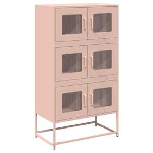 Skříň highboard růžová 68x39x123 cm ocel - obrázek 2