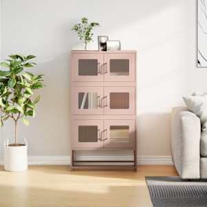 Skříň highboard růžová 68x39x123 cm ocel - obrázek 3
