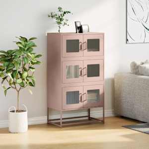 Skříň highboard růžová 68x39x123 cm ocel - obrázek 4