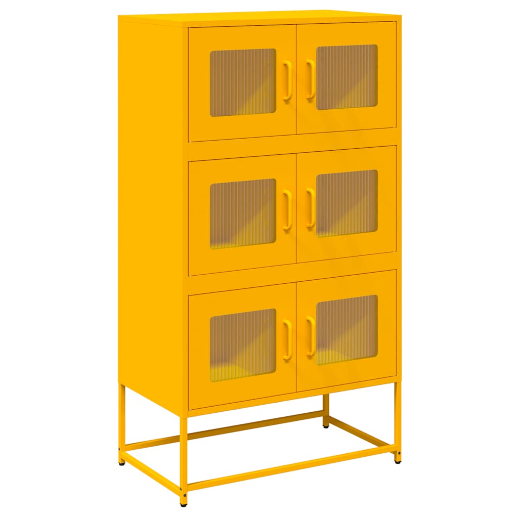 vidaXL Highboard Gorčično rumena 68x39x123 cm Jeklo