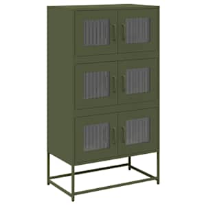 Skříň highboard olivově zelená 68x39x123 cm ocel - obrázek 2