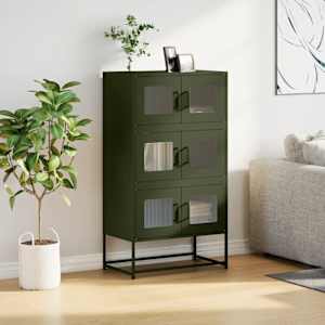 Skříň highboard olivově zelená 68x39x123 cm ocel - obrázek 4