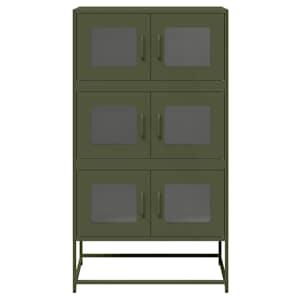 Skříň highboard olivově zelená 68x39x123 cm ocel - obrázek 5