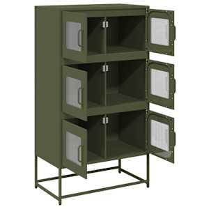Skříň highboard olivově zelená 68x39x123 cm ocel - obrázek 6