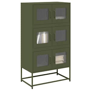 Skříň highboard olivově zelená 68x39x123 cm ocel - obrázek 1
