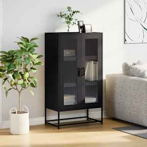 Skříň highboard černá 68x39x123 cm ocel - obrázek 3