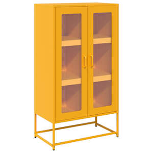 Skříň highboard hořčicově žlutá 68x39x123 cm ocel - obrázek 2