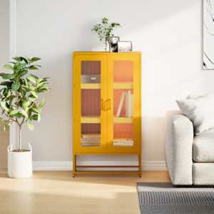 Skříň highboard hořčicově žlutá 68x39x123 cm ocel - obrázek 4
