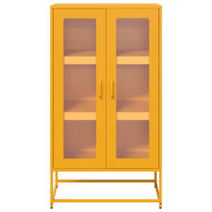 Skříň highboard hořčicově žlutá 68x39x123 cm ocel - obrázek 5
