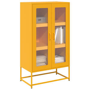 Skříň highboard hořčicově žlutá 68x39x123 cm ocel - obrázek 1